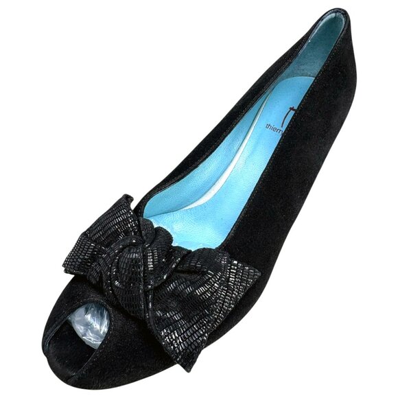 THIERRY RABOTIN Yvette Suede Peep Toe Bow Pumps **NEW - Picture 3 of 10
